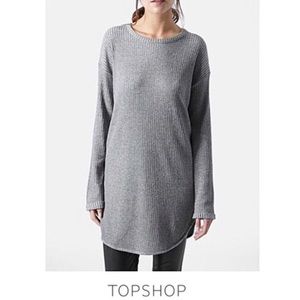 TOPSHOP gray ribbed tunic long sleeve top, 2